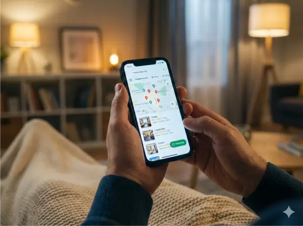 imagem da tela com buscas no maps