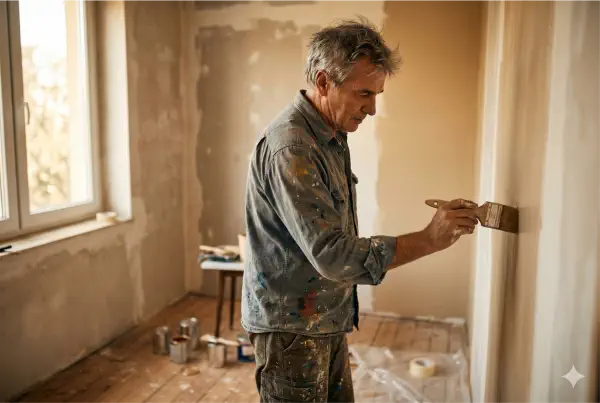 Pintor profissional trabalhando